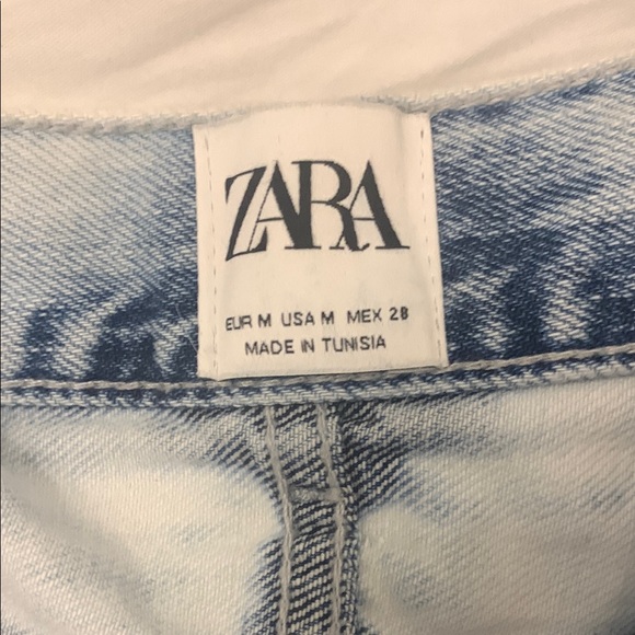 Zara Blue Denim Mini Skirt Ribbed Ruched Casual - Picture 2 of 3